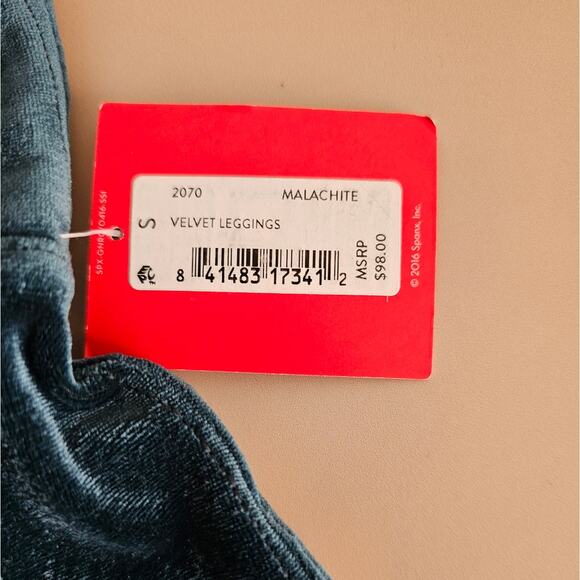 NWT SPANX Women's 2070 Malachite Green High Waist Velvet Velour Leggings Pants S - Picture 7 of 9